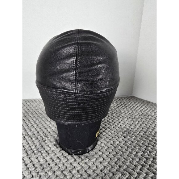 RARE Vtg Motsch pour HERMÈS Black Leather Cap Size 58 Flat Cap Ear Flaps PARIS - Picture 3 of 7